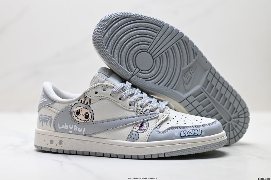 Nike Low-Top Sneakers White Gray Cartoon Unisex Collaboration Edition Style 35 detail view 6