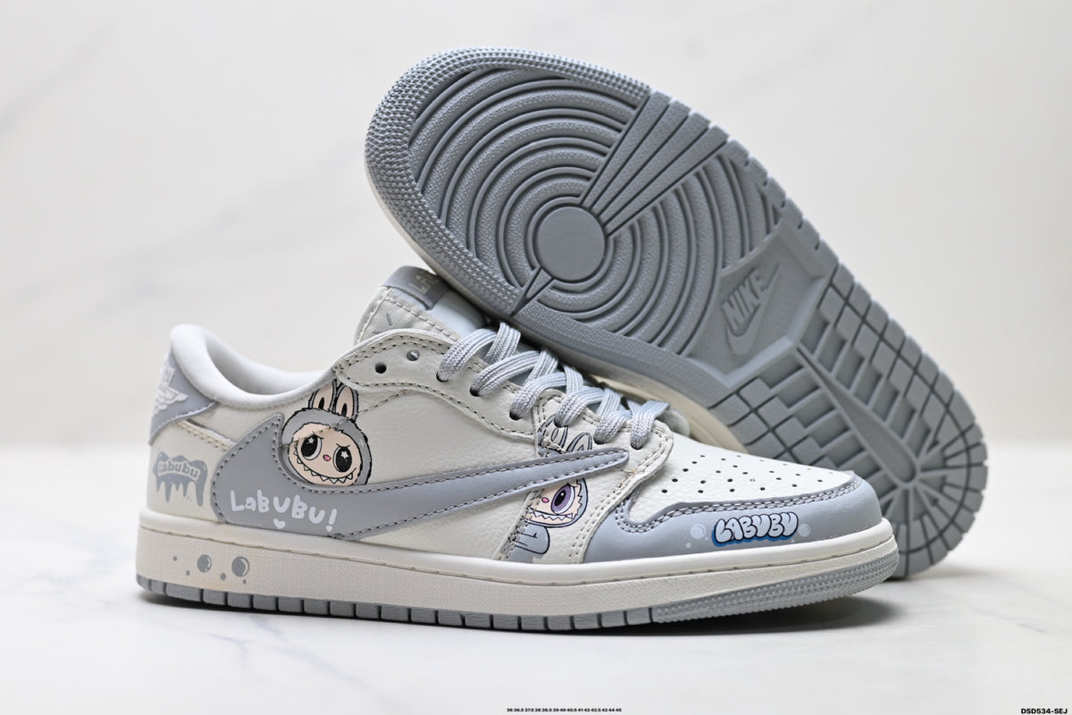 Nike Low-Top Sneakers White Gray Cartoon Unisex Collaboration Edition Style 35 detail view 6
