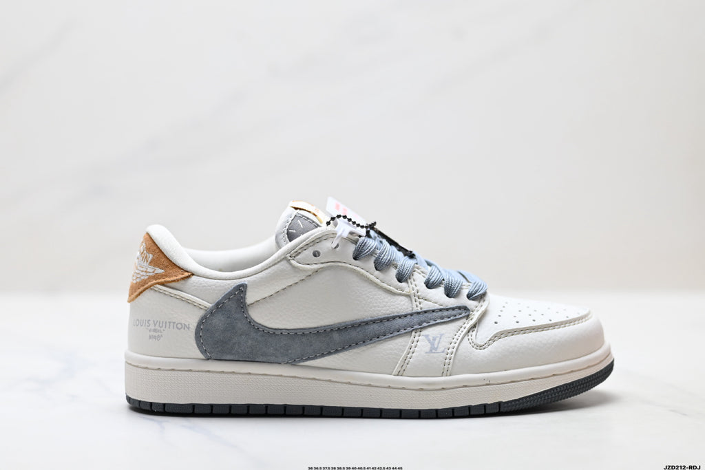 Nike Low-Top Sneakers White Gray Print Unisex Collaboration Edition Style 38 detail view 2