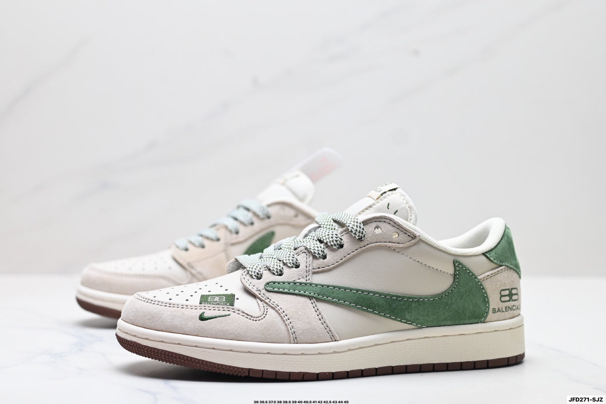 Nike Low-Top Sneakers White Green Unisex Style 04 detail view 5