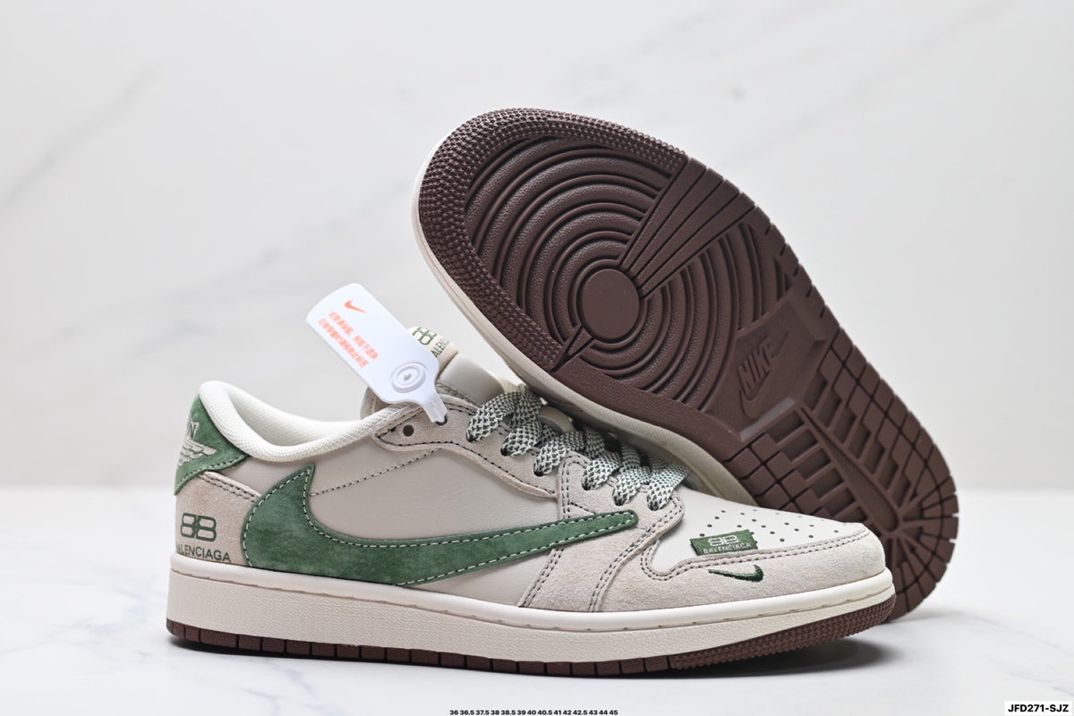 Nike Low-Top Sneakers White Green Unisex Style 04 detail view 6