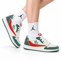 Nike Low-Top Sneakers White Green Orange Unisex Style 26 white background lifestyle main view