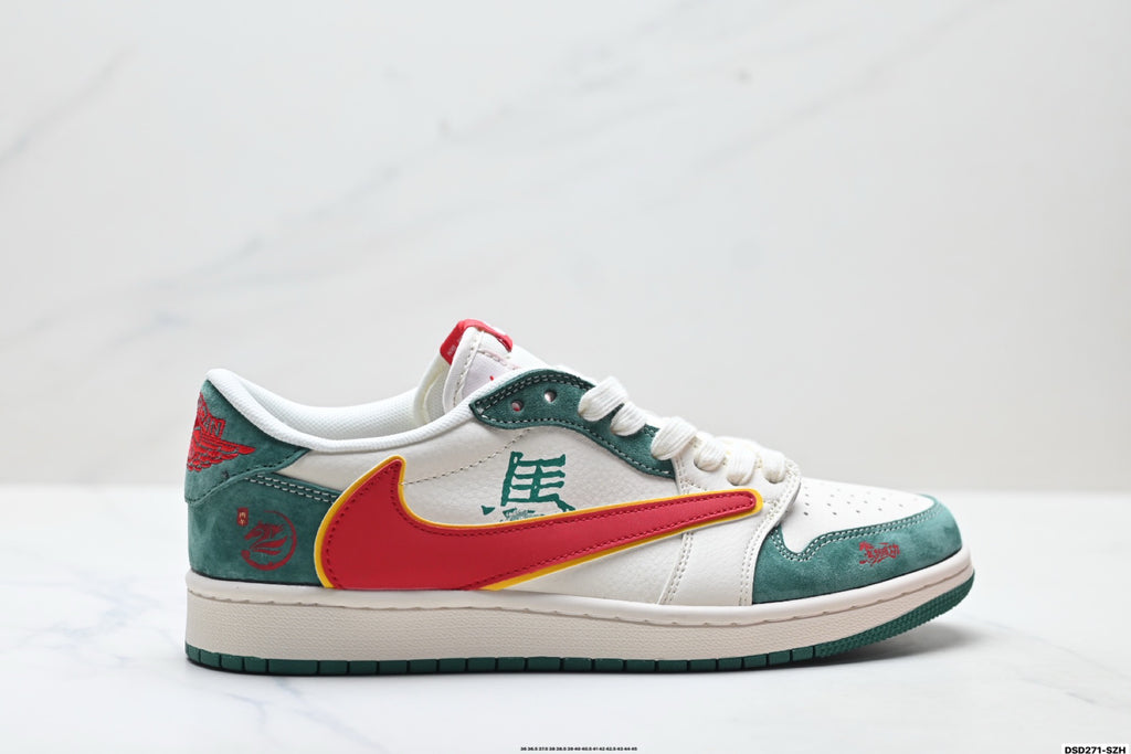Nike Low-Top Sneakers White Green Orange Unisex Style 26 detail view 2