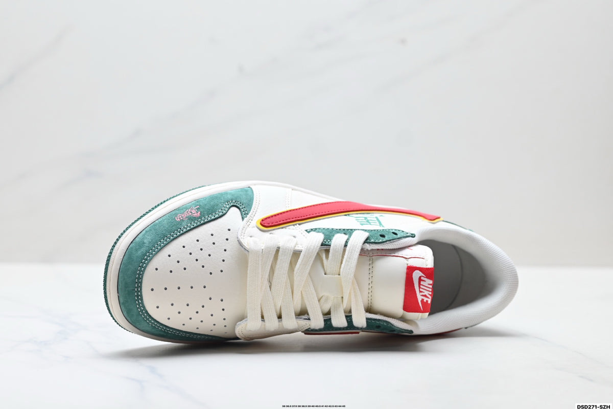 Nike Low-Top Sneakers White Green Orange Unisex Style 26 detail view 3