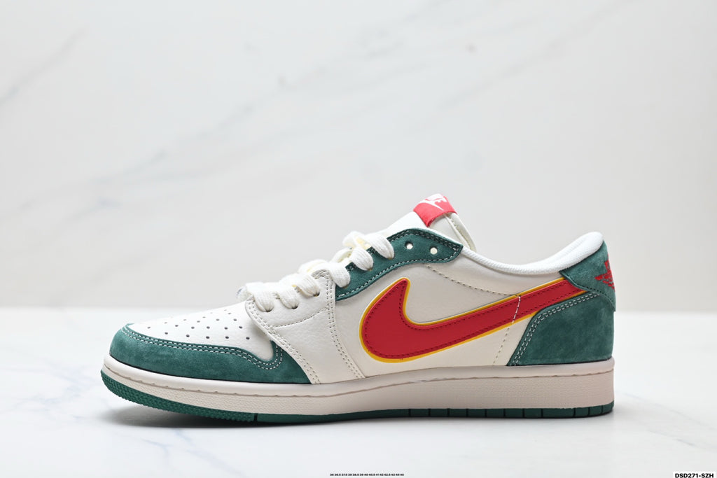 Nike Low-Top Sneakers White Green Orange Unisex Style 26 detail view 4