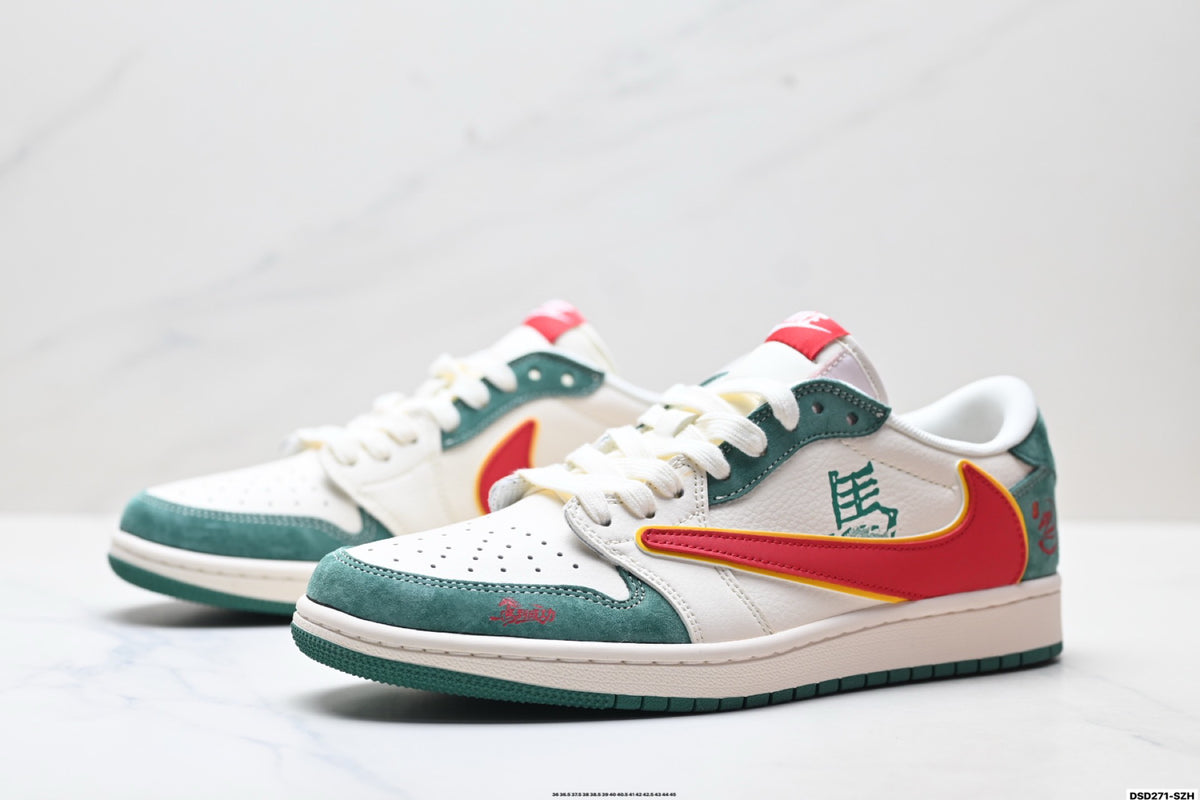 Nike Low-Top Sneakers White Green Orange Unisex Style 26 detail view 5
