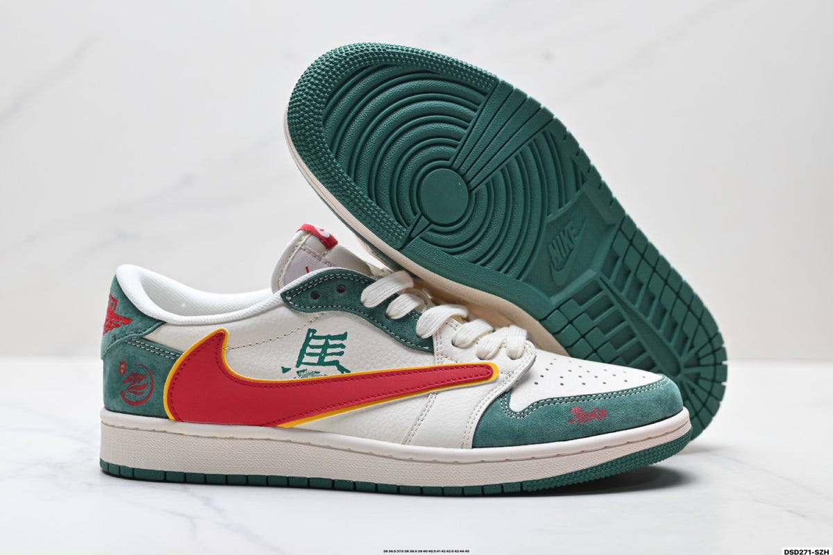 Nike Low-Top Sneakers White Green Orange Unisex Style 26 detail view 6