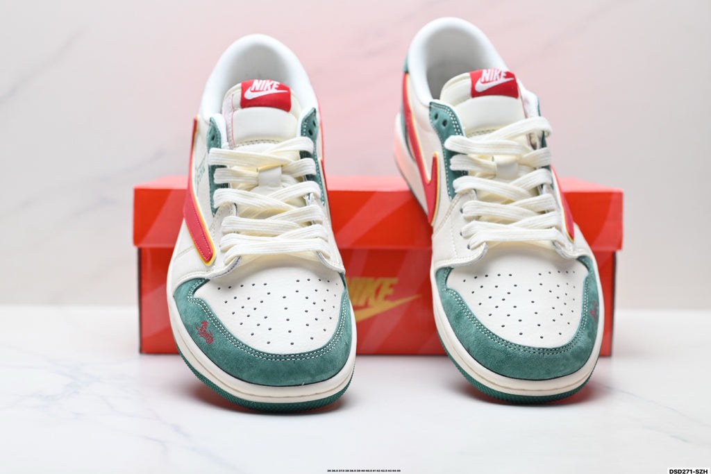 Nike Low-Top Sneakers White Green Orange Unisex Style 26 detail view 8