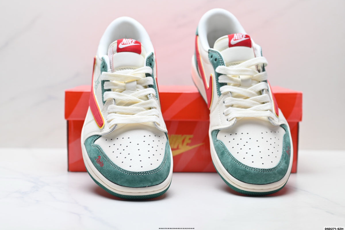 Nike Low-Top Sneakers White Green Orange Unisex Style 26 detail view 8