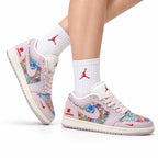 Nike Low-Top Sneakers White Multicolor Monogram Unisex Collaboration Edition Style 02 white background lifestyle main view