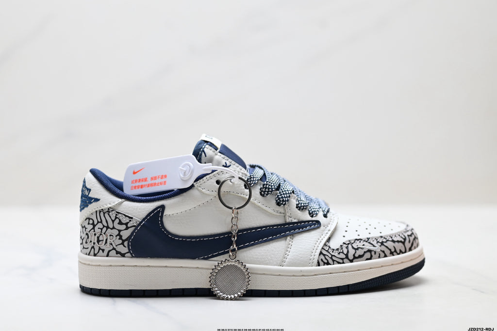 Nike Low-Top Sneakers White Navy Print Alt Unisex Collaboration Edition Style 39 detail view 2