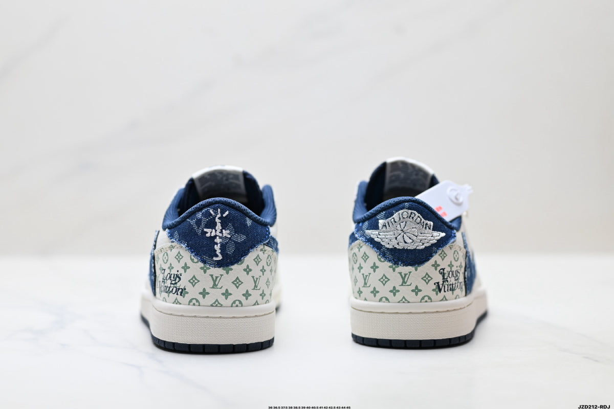 Nike Low-Top Sneakers White Navy Print Unisex Collaboration Edition Style 37 detail view 7