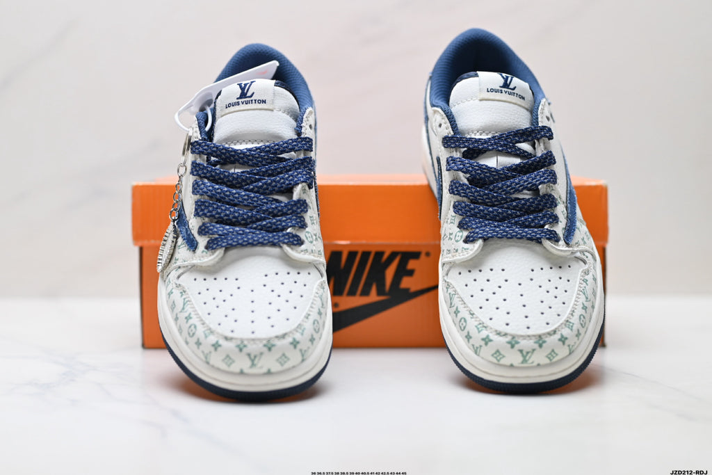Nike Low-Top Sneakers White Navy Print Unisex Collaboration Edition Style 37 detail view 8