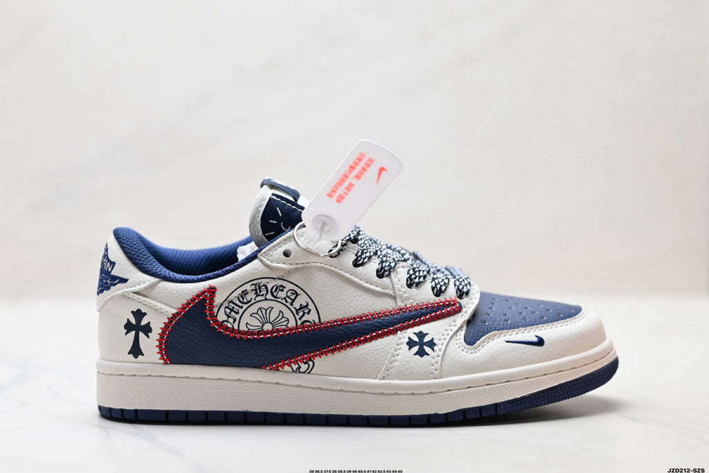 Nike Low-Top Sneakers White Navy Red Graphic Unisex Collaboration Edition Style 27 detail view 2