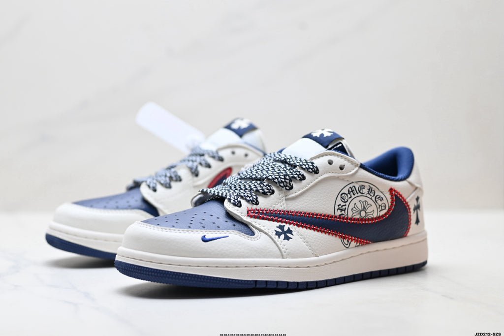 Nike Low-Top Sneakers White Navy Red Graphic Unisex Collaboration Edition Style 27 detail view 5