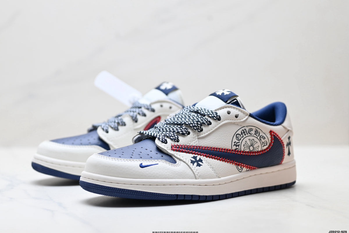 Nike Low-Top Sneakers White Navy Red Graphic Unisex Collaboration Edition Style 27 detail view 5