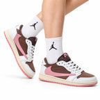 Nike Low-Top Sneakers White Pink Brown Unisex Style 29 white background lifestyle main view