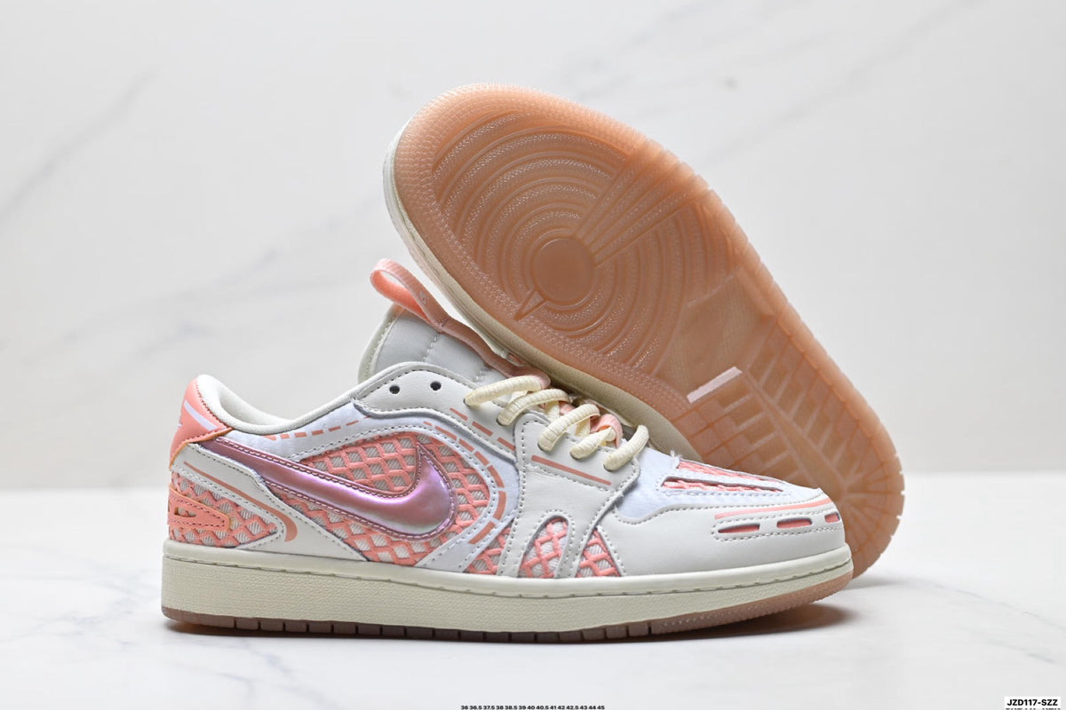 Nike Low-Top Sneakers White Pink Monogram Unisex Collaboration Edition Style 16 detail view 6