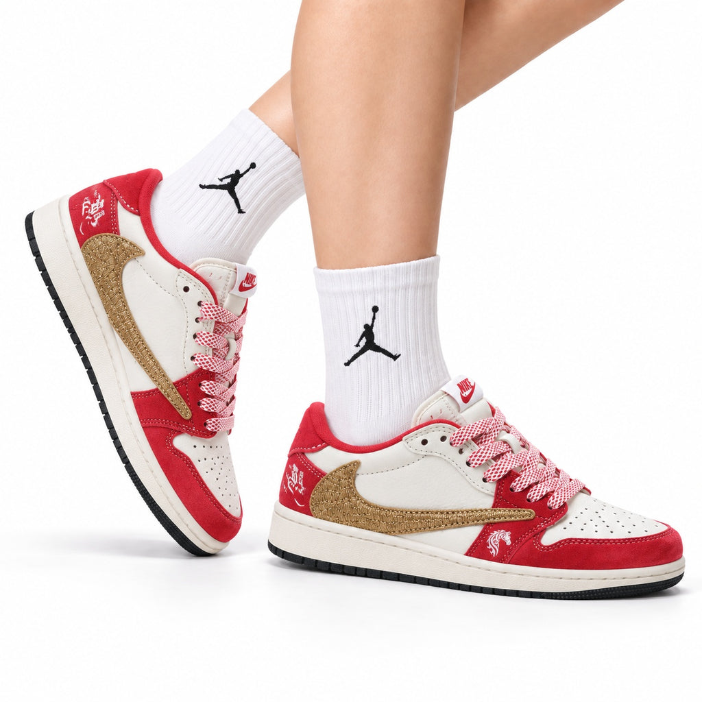 Nike Low-Top Sneakers White Red Unisex Style 25 white background lifestyle main view