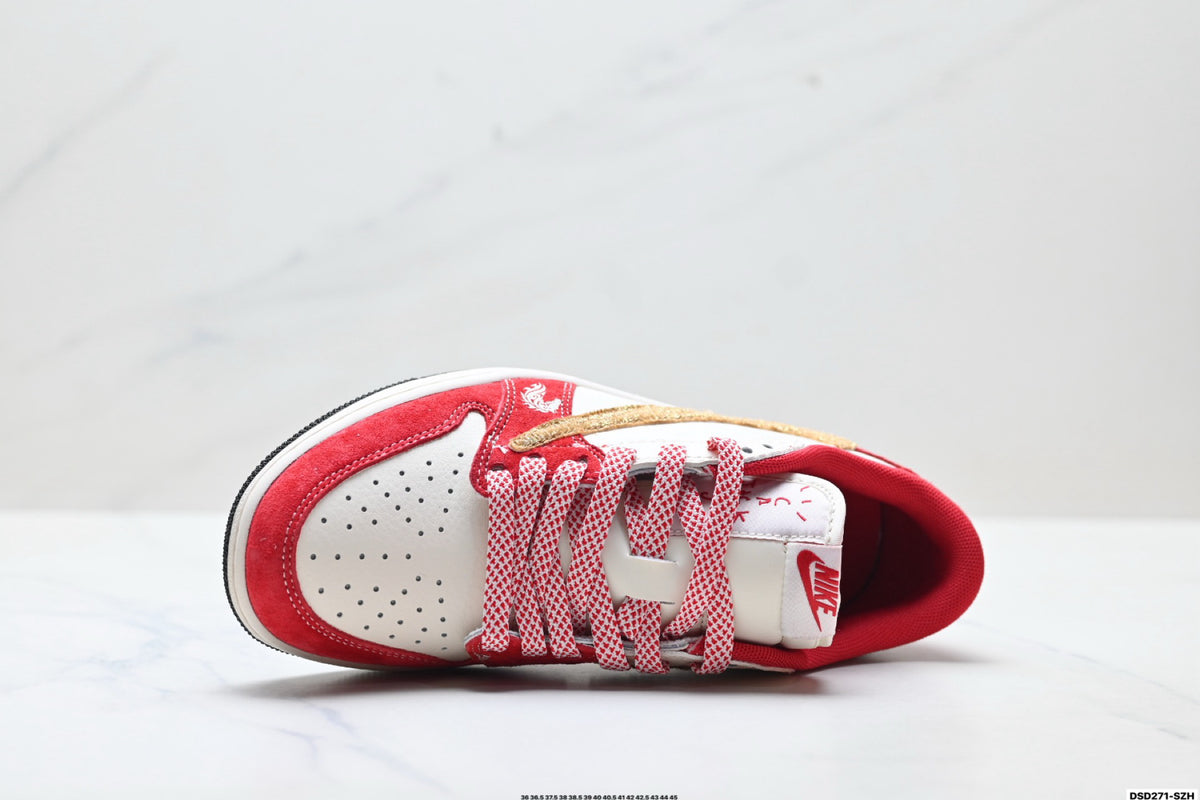 Nike Low-Top Sneakers White Red Unisex Style 25 detail view 3
