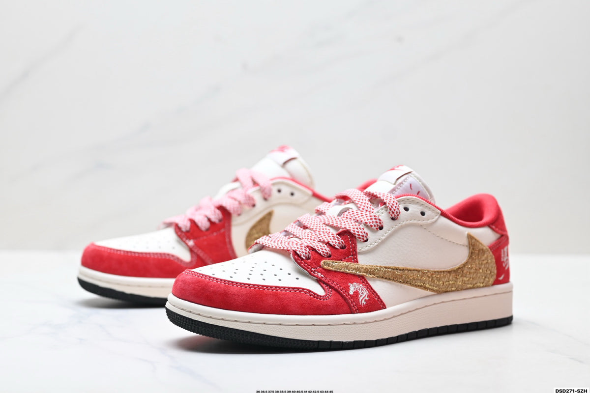 Nike Low-Top Sneakers White Red Unisex Style 25 detail view 5