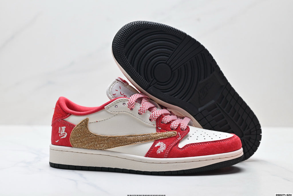 Nike Low-Top Sneakers White Red Unisex Style 25 detail view 6