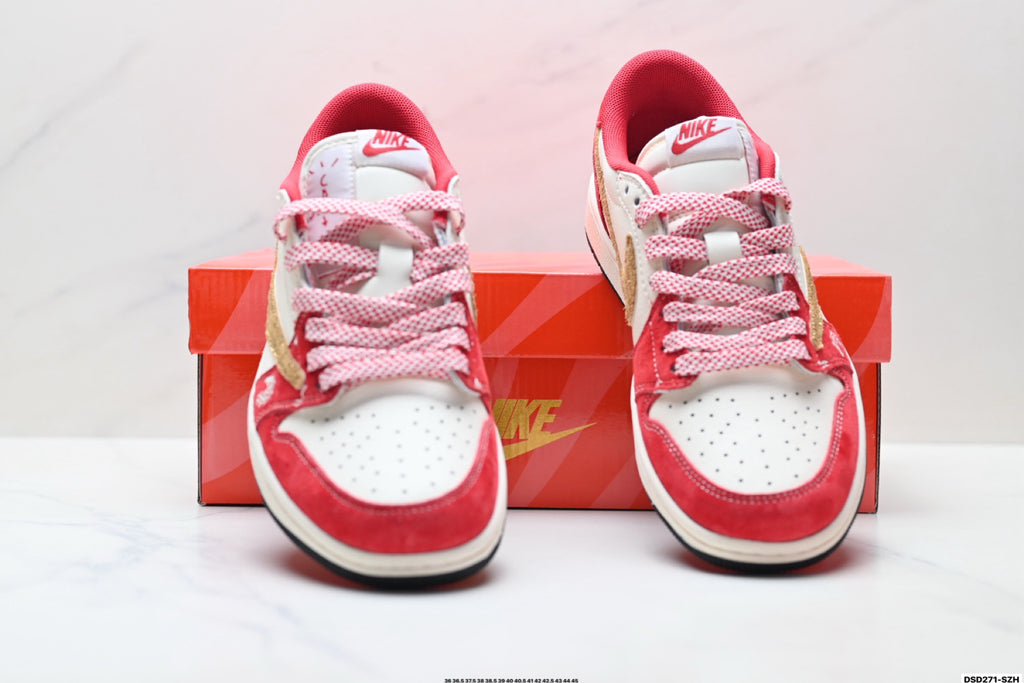 Nike Low-Top Sneakers White Red Unisex Style 25 detail view 8