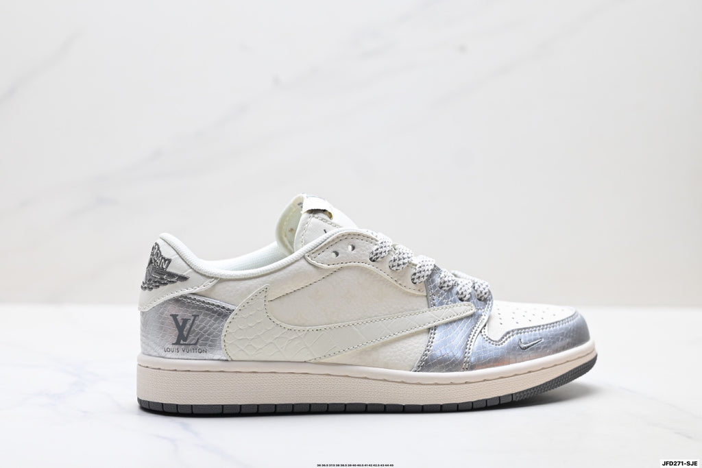 Nike Low-Top Sneakers White Silver Unisex Style 06 detail view 2