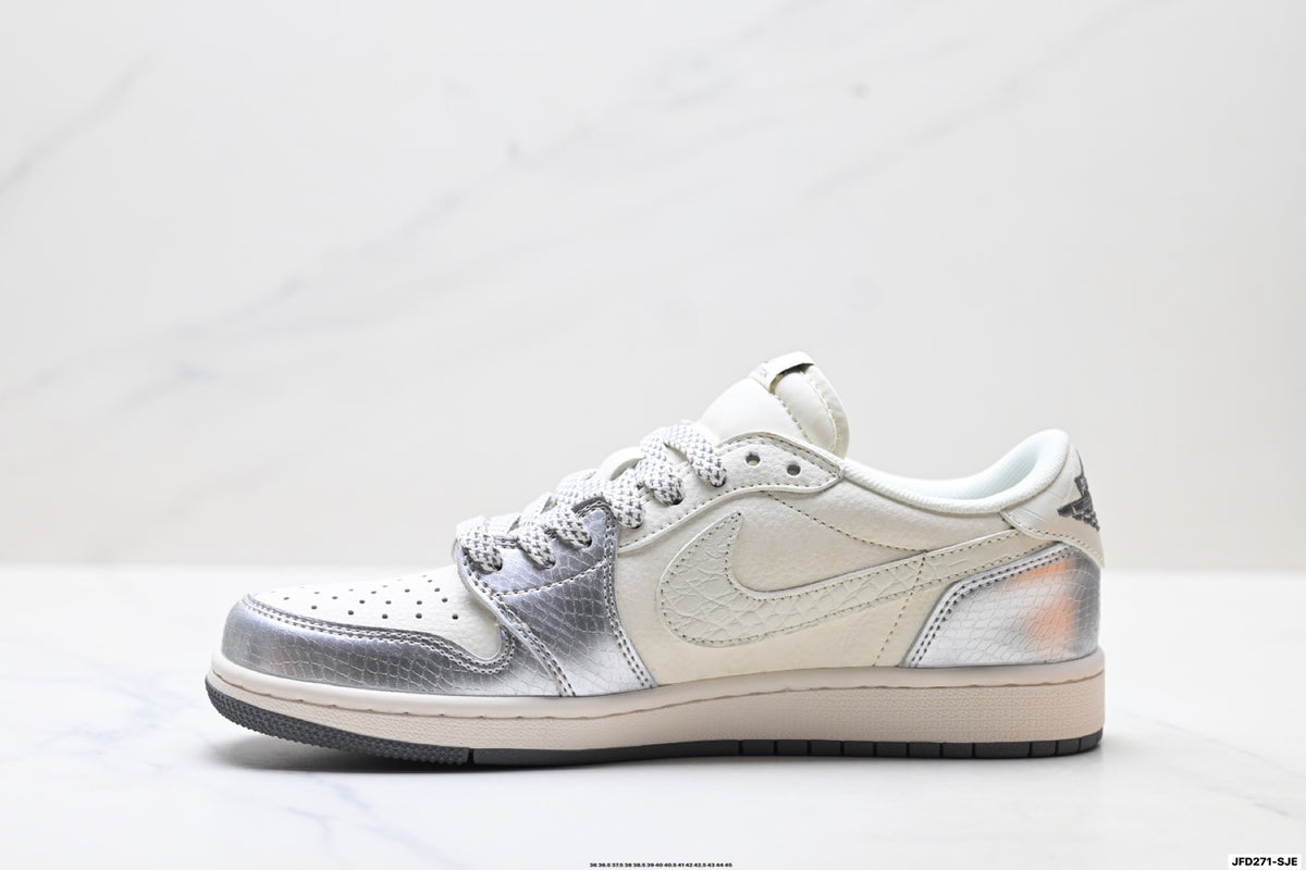 Nike Low-Top Sneakers White Silver Unisex Style 06 detail view 4