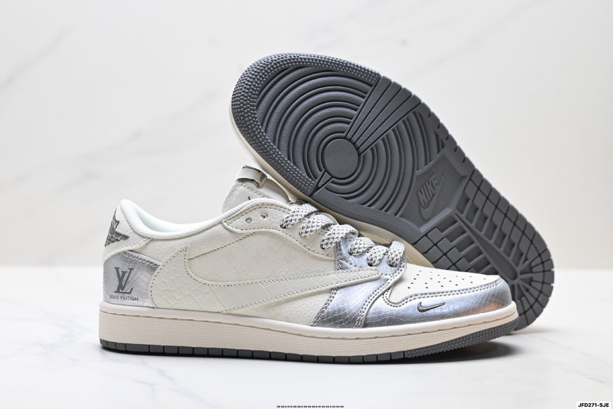 Nike Low-Top Sneakers White Silver Unisex Style 06 detail view 6