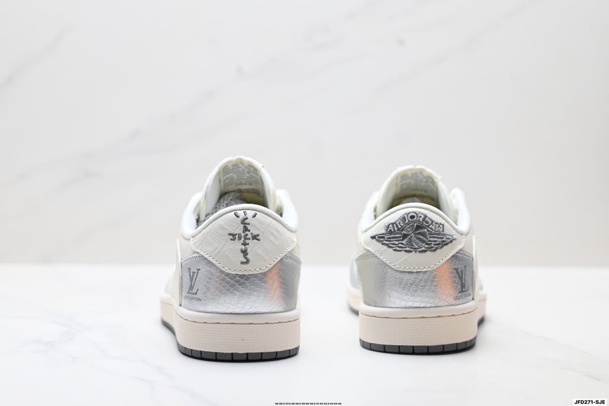 Nike Low-Top Sneakers White Silver Unisex Style 06 detail view 7
