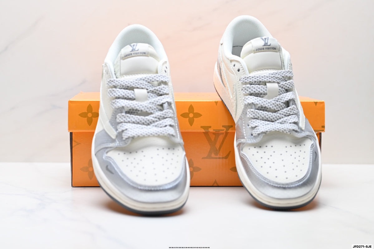 Nike Low-Top Sneakers White Silver Unisex Style 06 detail view 8