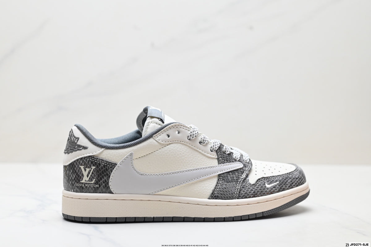 Nike Low-Top Sneakers White Silver Navy Unisex Collaboration Edition Style 08 detail view 2