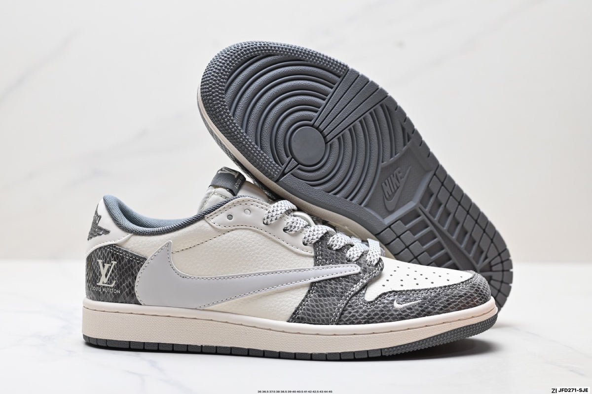 Nike Low-Top Sneakers White Silver Navy Unisex Collaboration Edition Style 08 detail view 6