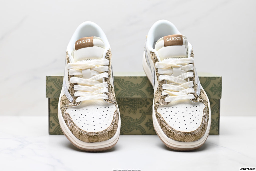 Nike Low-Top Sneakers White Tan Monogram Unisex Collaboration Edition Style 05 detail view 8