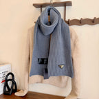 Prada Style Rib-Knit Logo Scarf product detail 5