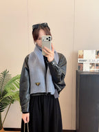Prada Style Rib-Knit Logo Scarf product detail 7