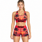 PSD Style Sunset Stripe Women's Athletic Set - model front view