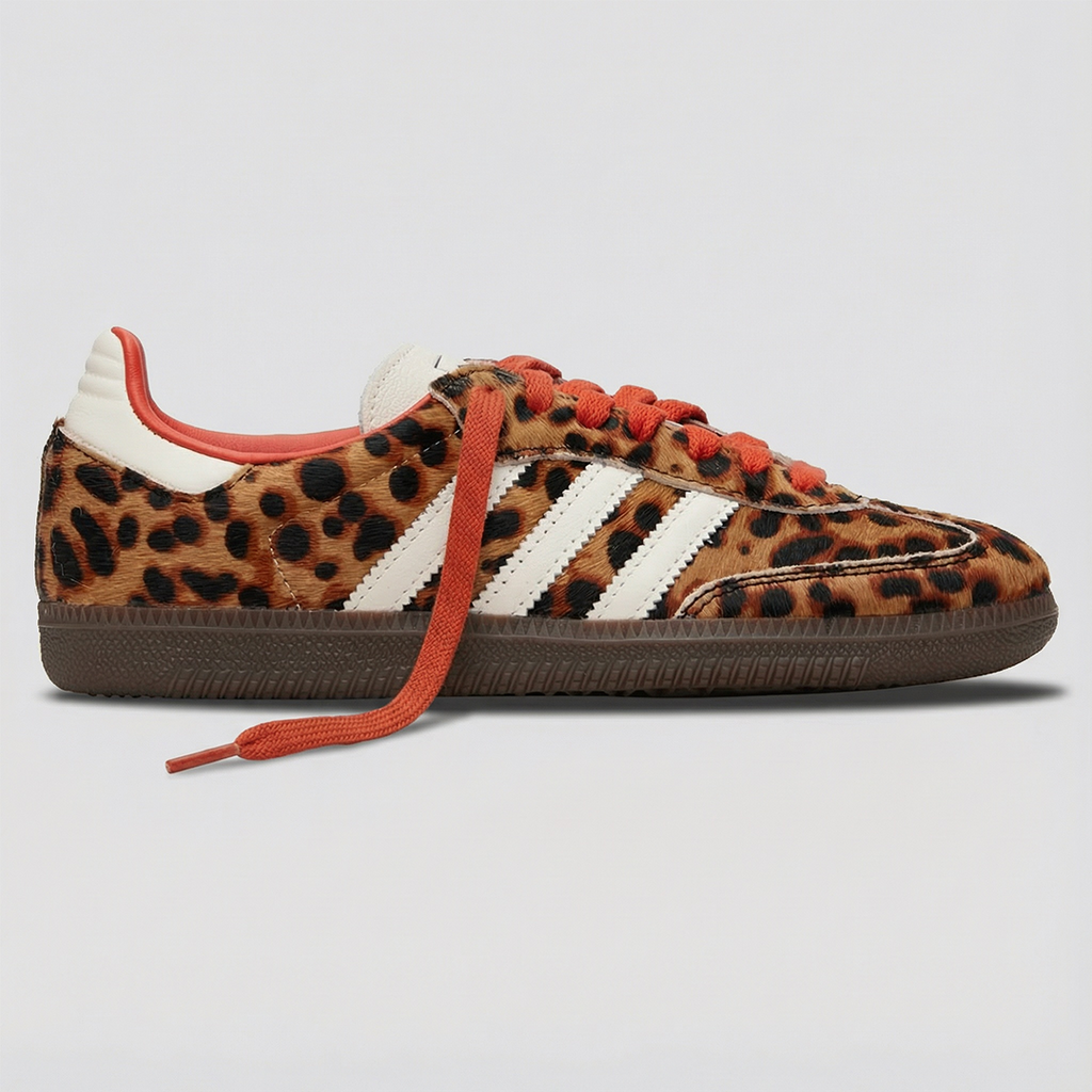 adidas Samba OG Red Leopard Women's - Red / Leopard side view