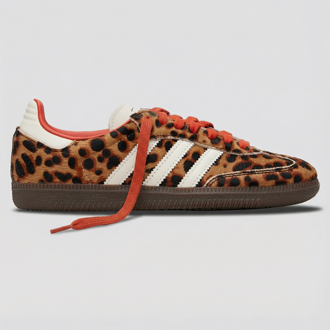 adidas Samba OG Red Leopard Women's - Red / Leopard side view