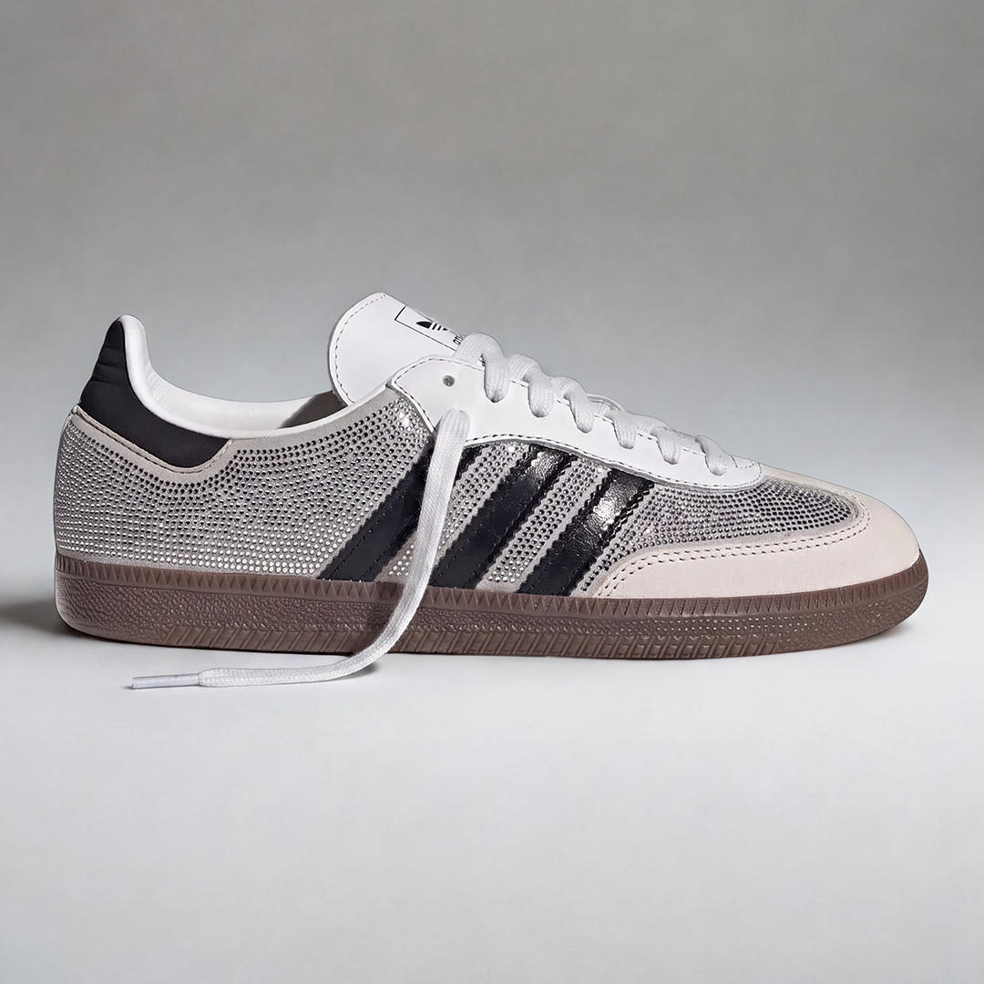 adidas Samba OG Rhinestone Crystal White Silver Women's - Crystal White / Silver Rhinestone side view